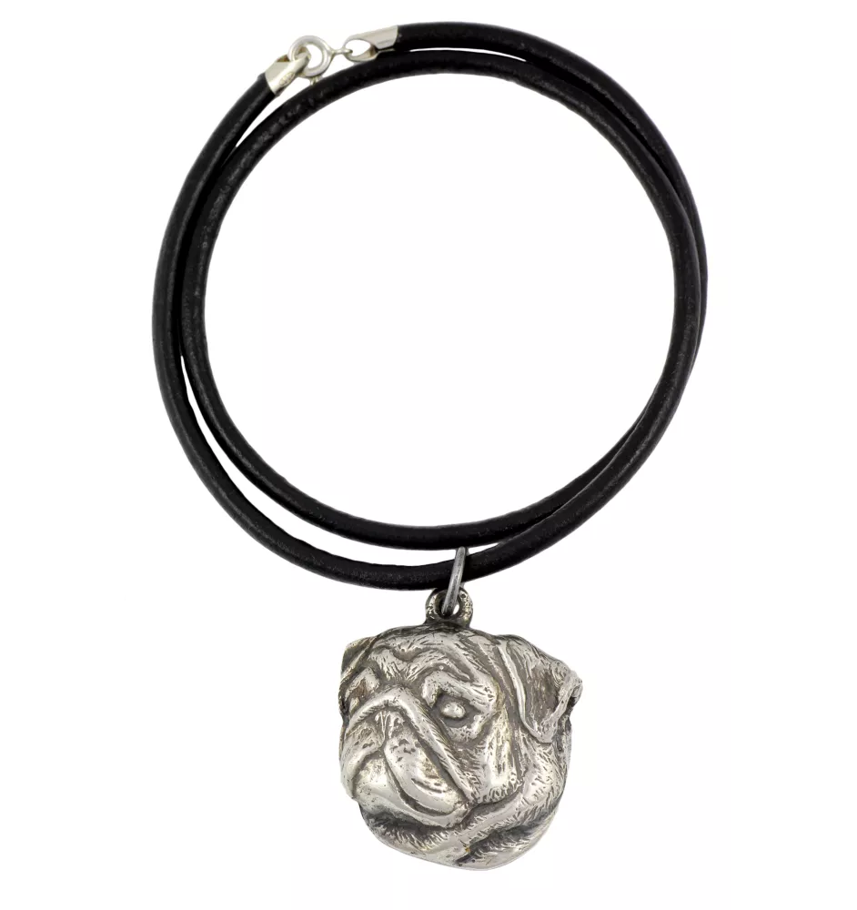 Mops, Pug, Carlin, Carlino, Doguillo II - Halskette mit Hund, versilberter Anhänger für Hundefans, einzigartiger Schmuck der Marke Art-Dog