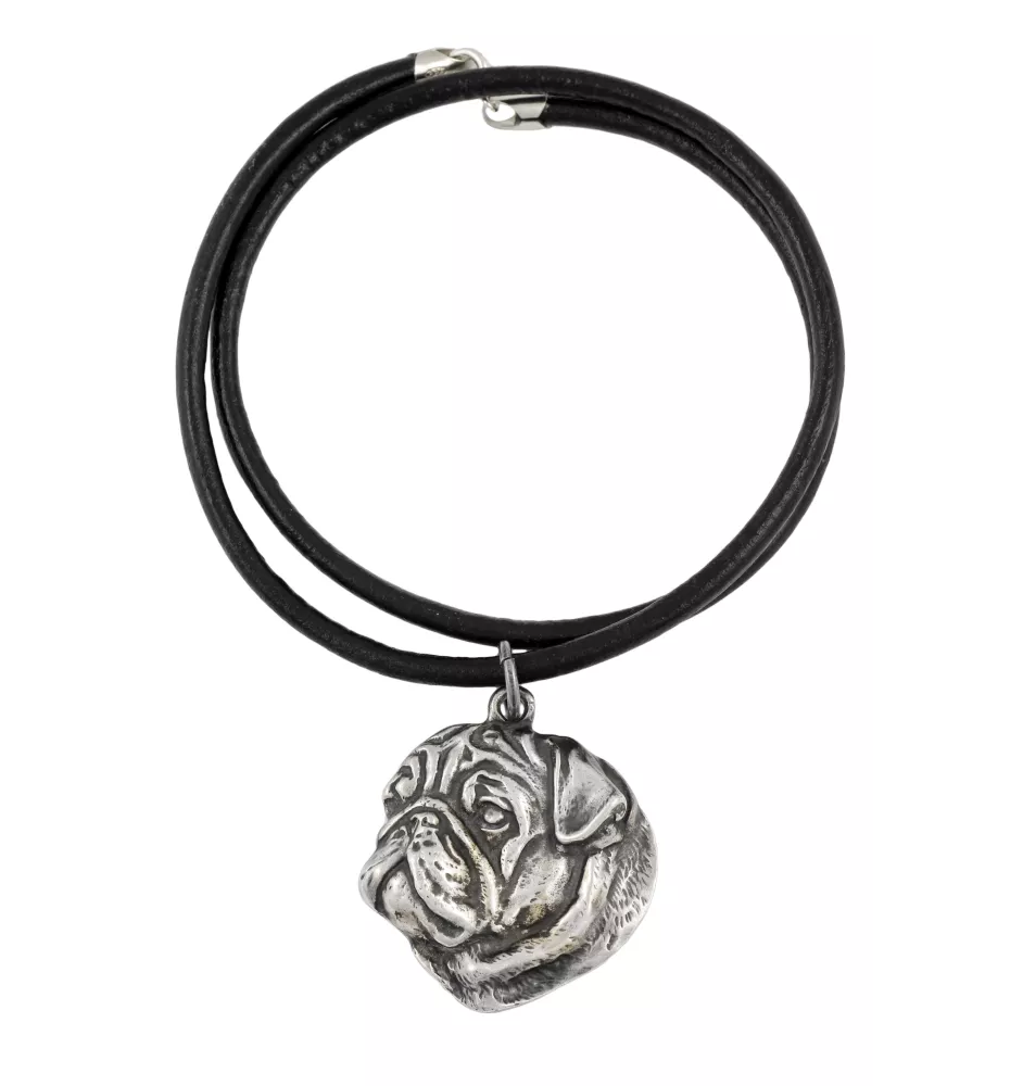 Carlin, Pug, Mops IV - collier avec un chien, pendentif en plaqué argent pour les fans de chiens, bijoux uniques de la marque Art-Dog