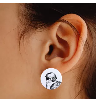 Chien d'eau portugais - boucles d'oreilles uniques avec un chien, votre animal de compagnie sur un porte-clés, marque propre Art-Dog
