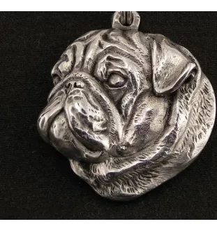 Pug IV - Necklace with dog, silver-plated pendant for dog fan, unique jewelry by Art-Dog brand