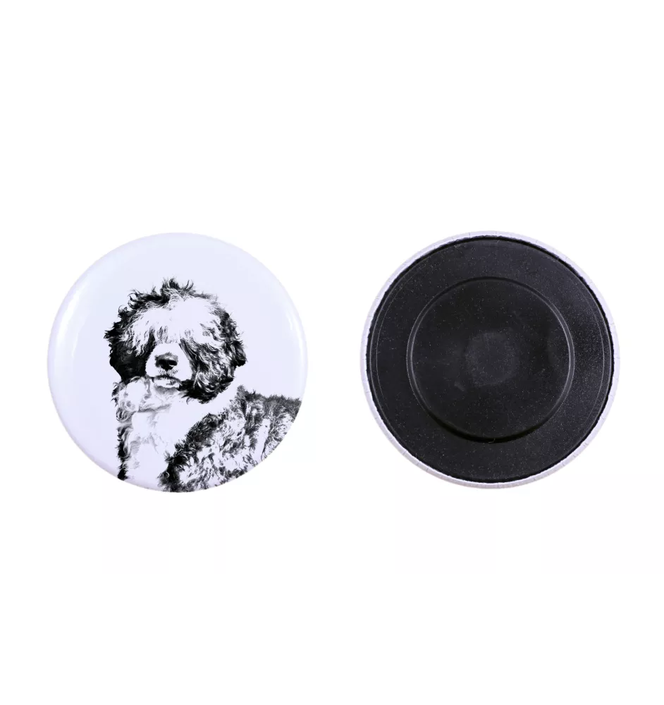 Portugiesischer Wasserhund Magnet mit einem Hundepfotenabdruck, außergewöhnlich leicht, starker Magnet, handgefertigtes Produkt der Marke Art-Dog