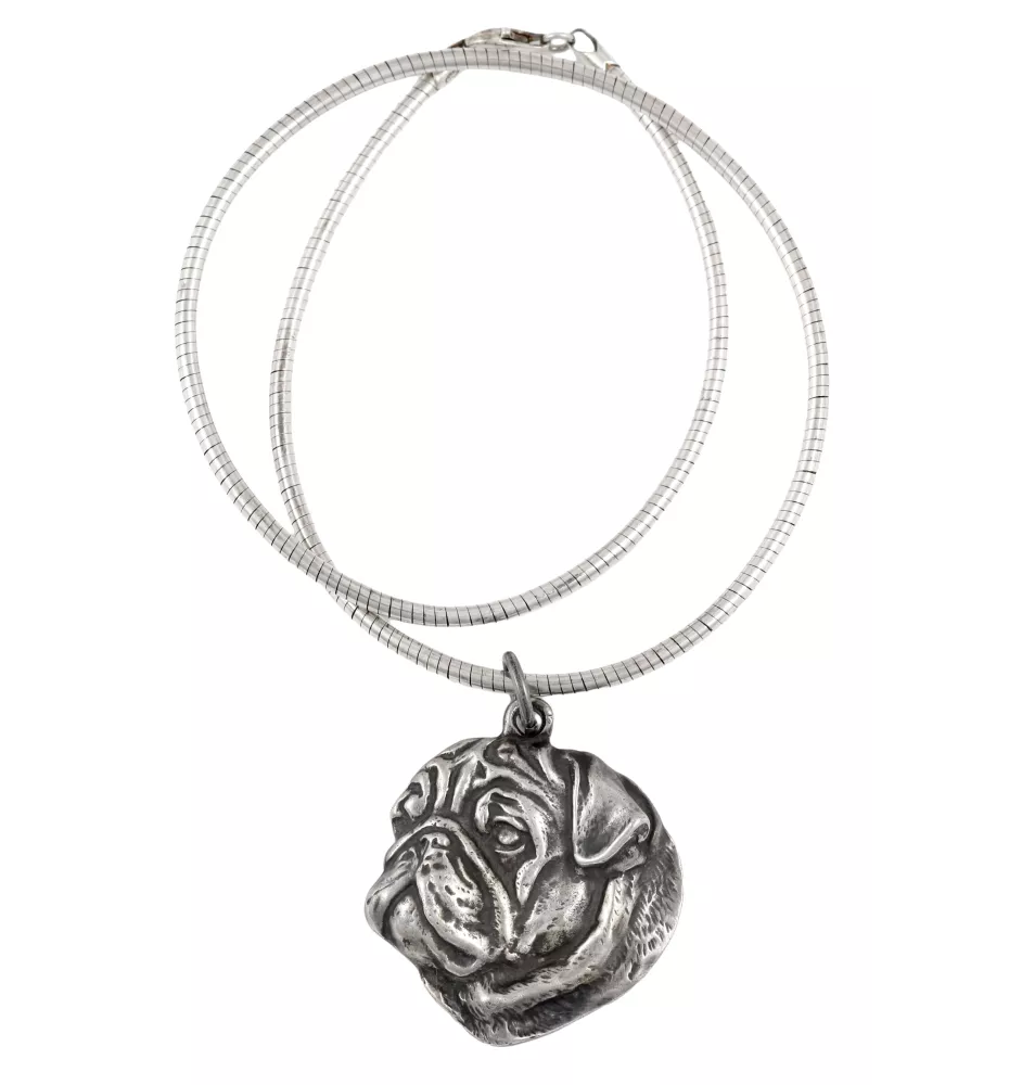 Mops, Pug, Carlin, Carlino, Doguillo I - Hundehalsband, einzigartiger Schmuck für den Hundefan, einzigartiger Kreuzotter-Anhänger der Marke Art-Dog