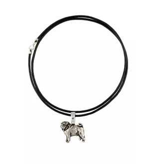 Carlin, Pug, Mops - Collier pour chien, pendentif plaqué argent pour l'amoureux des chiens, bijoux subtils par Art-Dog