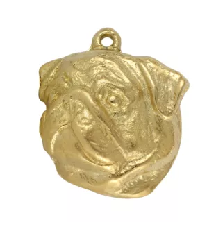 Mops, Pug, Carlin, Carlino, Doguillo II - Hundehalsband in Geschenkbox, vergoldeter Anhänger für Hundefans, auffälliger Schmuck von Art-Dog