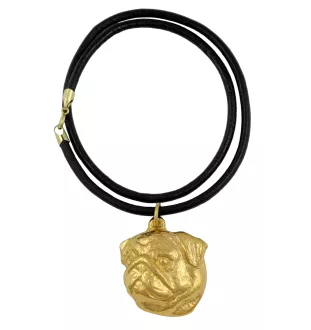 Carlin, Pug, Mops II - Collier pour chien, pendentif plaqué or pour fan de chien, bijoux uniques de la marque Art-Dog