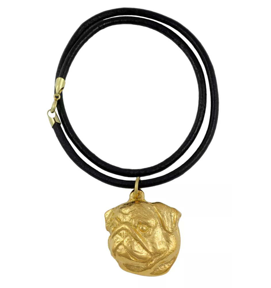 Pug II - Dog necklace, gold-plated pendant for dog fan, unique jewellery by Art-Dog brand