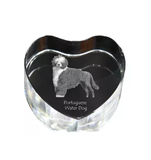Chien d'eau portugais - une photo de chien dans un cristal, un cœur en cristal, un cadre photo exceptionnel de la marque Art-Dog