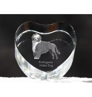 Portuguese Water Dog, Portie, PWD, Water Dog - a photo of a dog in crystal, crystal heart, unique photo frame from the Art-Dog brand