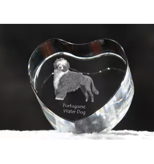 Chien d'eau portugais - une photo de chien dans un cristal, un cœur en cristal, un cadre photo exceptionnel de la marque Art-Dog