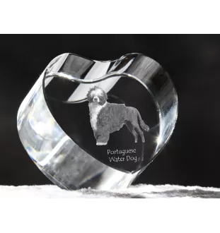 Chien d'eau portugais - une photo de chien dans un cristal, un cœur en cristal, un cadre photo exceptionnel de la marque Art-Dog