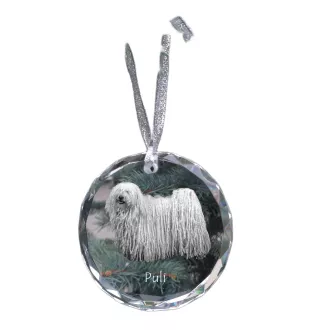 Puli, Puli Hongrois - boule de Noël en cristal avec une photo, photo de chien dans le cristal, décoration personnalisée pour sapin de Noël de la marque Art-Dog