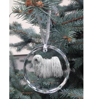 Puli, Puli Hongrois - boule de Noël en cristal avec une photo, photo de chien dans le cristal, décoration personnalisée pour sapin de Noël de la marque Art-Dog