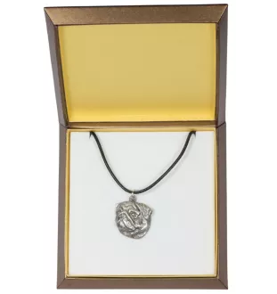 Carlin, Pug, Mops II - Collier de chien dans une boîte cadeau, médaillon argenté pour fan de chien, pendentif remarquable de la marque Art-Dog