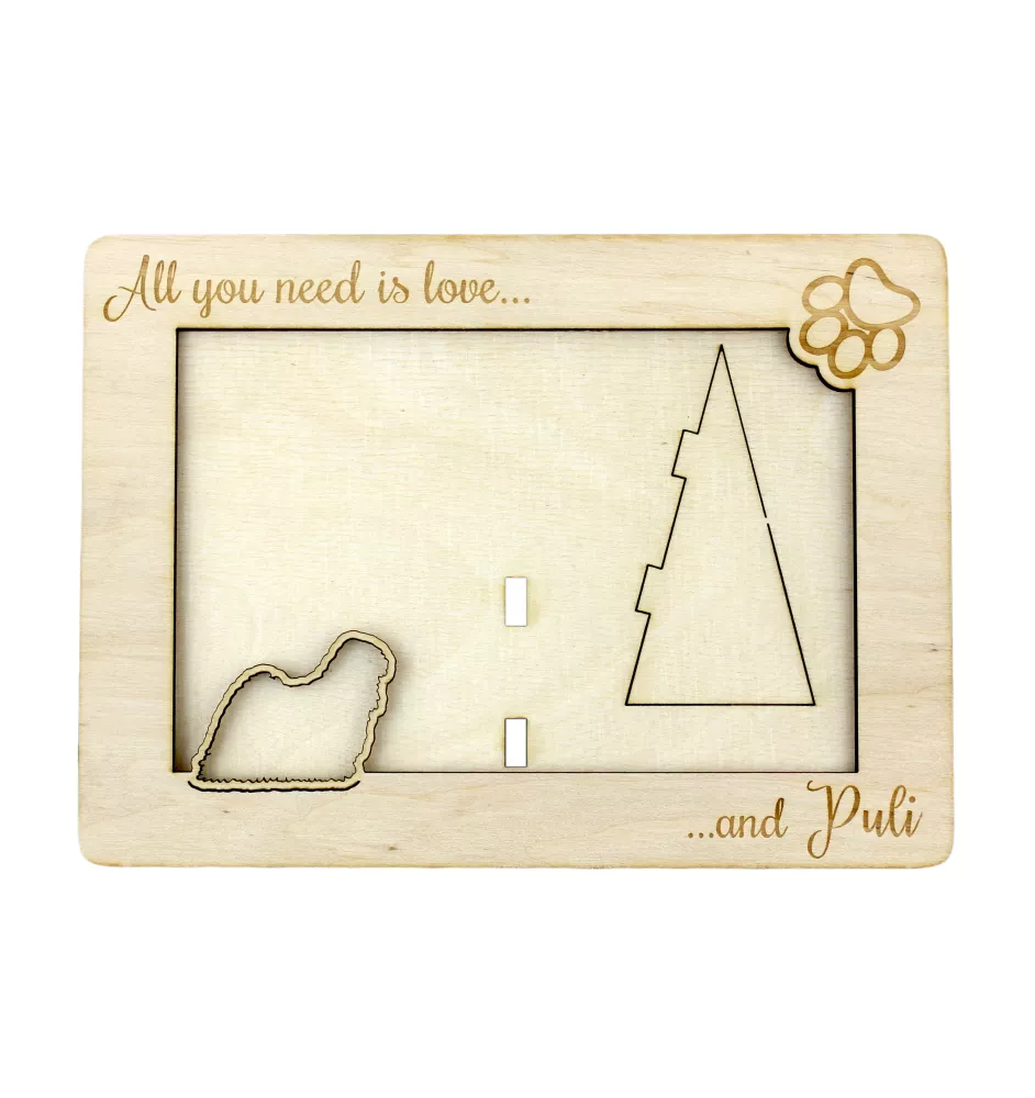 Puli - Fotorahmen, gravierter Holzrahmen, ein schönes Gadget für den Hundeliebhaber von Art-Dog