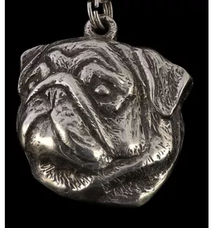 Pug II - Dog necklace in gift box, silver-plated locket for dog fan, striking pendant by Art-Dog brand
