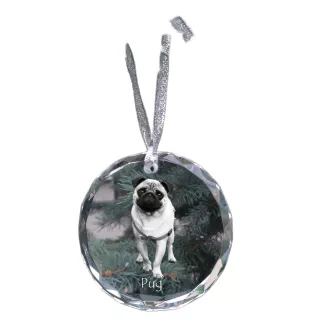 Pug - crystal bauble with a photo, dog photo in crystal, personalized Christmas tree ornament by Art-Dog brand