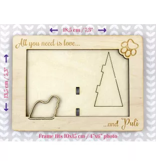 Puli - Fotorahmen, gravierter Holzrahmen, ein schönes Gadget für den Hundeliebhaber von Art-Dog