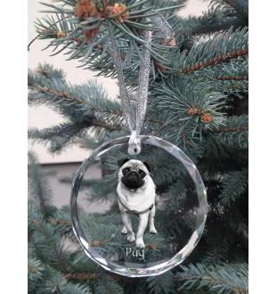Mops, Pug, Carlin, Carlino, Doguillo - Kristallkugel mit Foto, Hundebild im Kristall, personalisierter Christbaumschmuck von Art-Dog.
