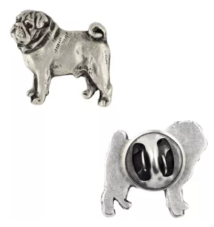 Pug  - Silver-plated dog brooch, elegant pin, jacket lapel decoration by Art-Dog brand