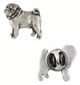 Carlin, Pug, Mops  - Broche chien argentée, épingle élégante, décoration de revers de veste par la marque Art-Dog