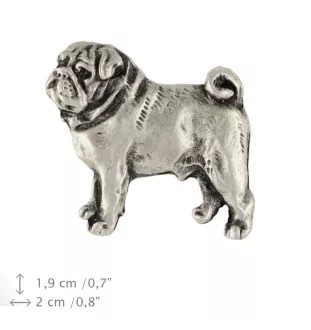 Pug  - Silver-plated dog brooch, elegant pin, jacket lapel decoration by Art-Dog brand