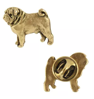 Pug - Dog brooch in decorative box, elegant gold-plated pin, Art-Dog brand jacket pin