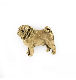 Mops, Pug, Carlin, Carlino, Doguillo - Hundebrosche in dekorativer Box, elegante vergoldete Anstecknadel, Jackenbrosche der Marke Art-Dog