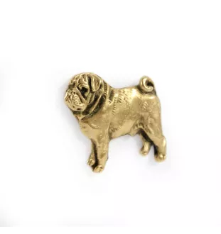 Mops, Pug, Carlin, Carlino, Doguillo - Hundebrosche in dekorativer Box, elegante vergoldete Anstecknadel, Jackenbrosche der Marke Art-Dog