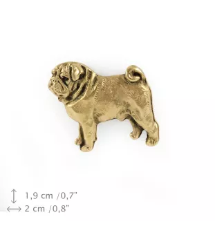 Pug - Dog brooch in decorative box, elegant gold-plated pin, Art-Dog brand jacket pin