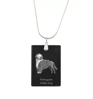 Portuguese Water Dog, Portie, PWD, Water Dog - Crystal pendant with dog, silver necklace with photo, personalised pendant by Art-Dog brand