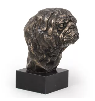 Mops, Pug, Carlin, Carlino, Doguillo - Hundestatue, Büste auf Steinsockel, Skulptur, Trophäe für Hundeausstellung der Marke Art-Dog