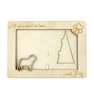 Mops, Pug ramka na zdjęcie ze sklejki Art-Dog