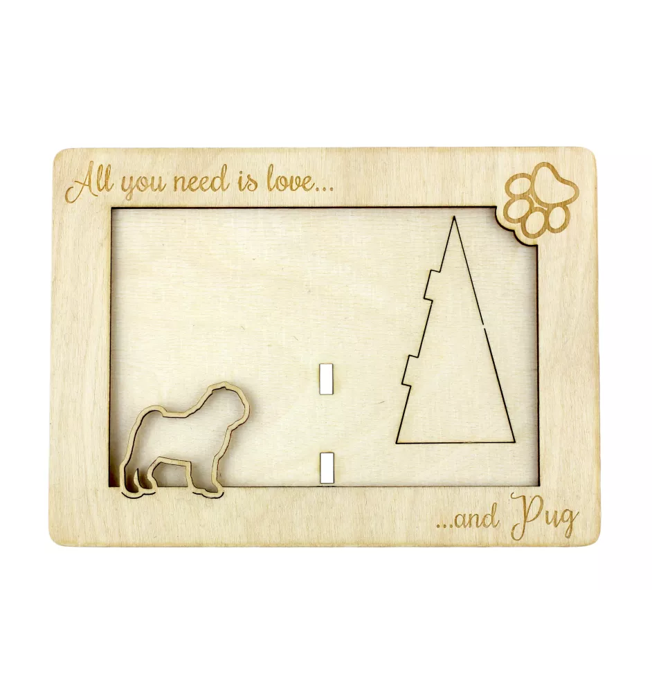 Mops, Pug ramka na zdjęcie ze sklejki Art-Dog