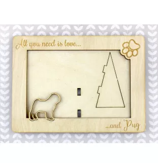 Mops, Pug ramka na zdjęcie ze sklejki Art-Dog