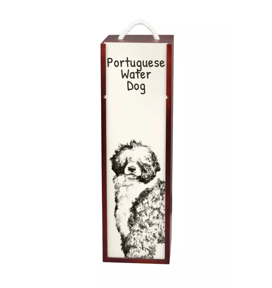 Portuguese Water Dog, Portie, PWD, Water Dog - wine box with a dog, alcohol box with graphics, personalized gift box from the Art-Dog brand