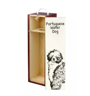 Portugiesischer Wasserhund - Weinbox mit Hund, Alkoholbox mit Grafik, personalisierte Geschenkbox der Marke Art-Dog