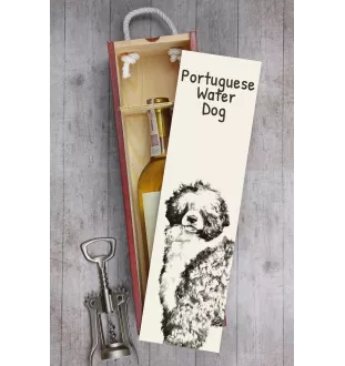 Portugiesischer Wasserhund - Weinbox mit Hund, Alkoholbox mit Grafik, personalisierte Geschenkbox der Marke Art-Dog