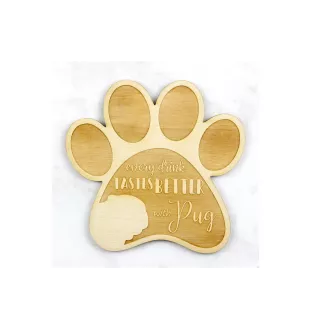 Mops, Pug, Carlin, Carlino, Doguillo - Tasse Untersetzer, graviert Untersetzer mit Hund, Geschenk für Hundeliebhaber von Art-Dog Marke