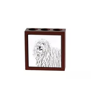 Puli - Stifthalter mit Hund, Schreibtischorganizer mit Aufdruck, personalisierte Schreibtischdekoration der Marke Art-Dog
