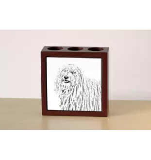 Puli - Stifthalter mit Hund, Schreibtischorganizer mit Aufdruck, personalisierte Schreibtischdekoration der Marke Art-Dog