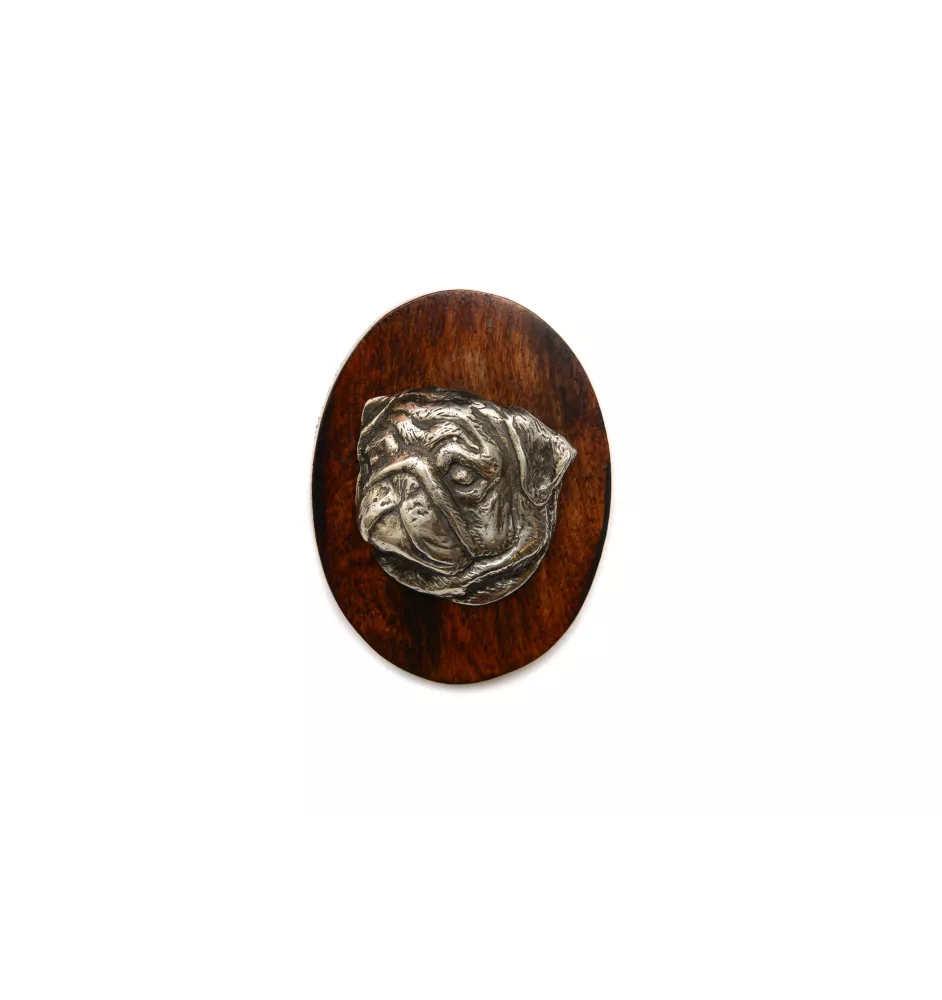 Pug I - Dog show brooch, starter number clip, dog pin by Art-Dog