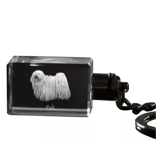 Puli, Hungarian Water Dog - Crystal key ring with dog photo, illuminated key ring, unique gift by Art-Dog brand