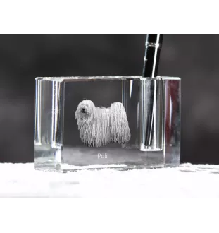 Puli - Stifthalter, Kristallorganizer mit Hundefoto, einzigartige Schreibtischdekoration der Marke Art-Dog