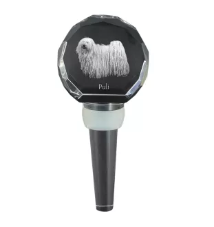 Puli, Hungarian Water Dog - Crystal bottle stopper, unique wine stopper with photo, personalised gift for sommelier by Art-Dog brand