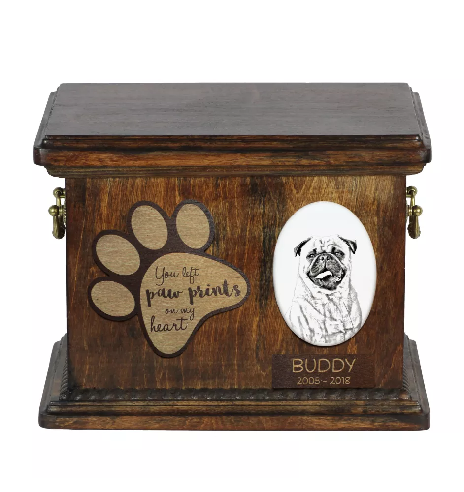 Carlin, Pug, Mops - urne pour cendres de chien, urne personnalisée avec photo, urne avec photo de chien de la marque Art-Dog