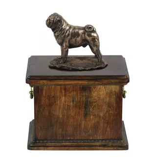 Carlin, Pug, Mops - une urne pour les cendres d'un chien, une urne avec une statuette, une urne élégante de style classique de la marque Art-Dog