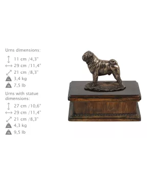 Carlin, Pug, Mops - urne pour cendres de chien, urne classique avec une statuette, urne élégante avec un chien de la marque Art-Dog