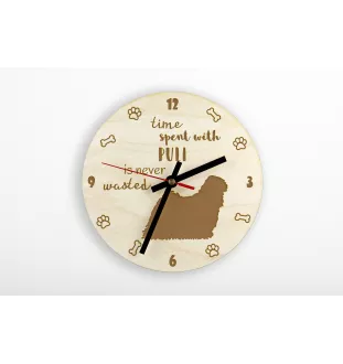 Puli, Hungarian Water Dog - clock with a dog, wooden clock, wall clock for dog lovers, clock for desk and shelf, Art-Dog