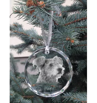 Pumi, Hungarian Pumi, Hungarian herding terrier - crystal bauble with a photo, dog photo in crystal, personalized Christmas tree ornament by Art-Dog brand