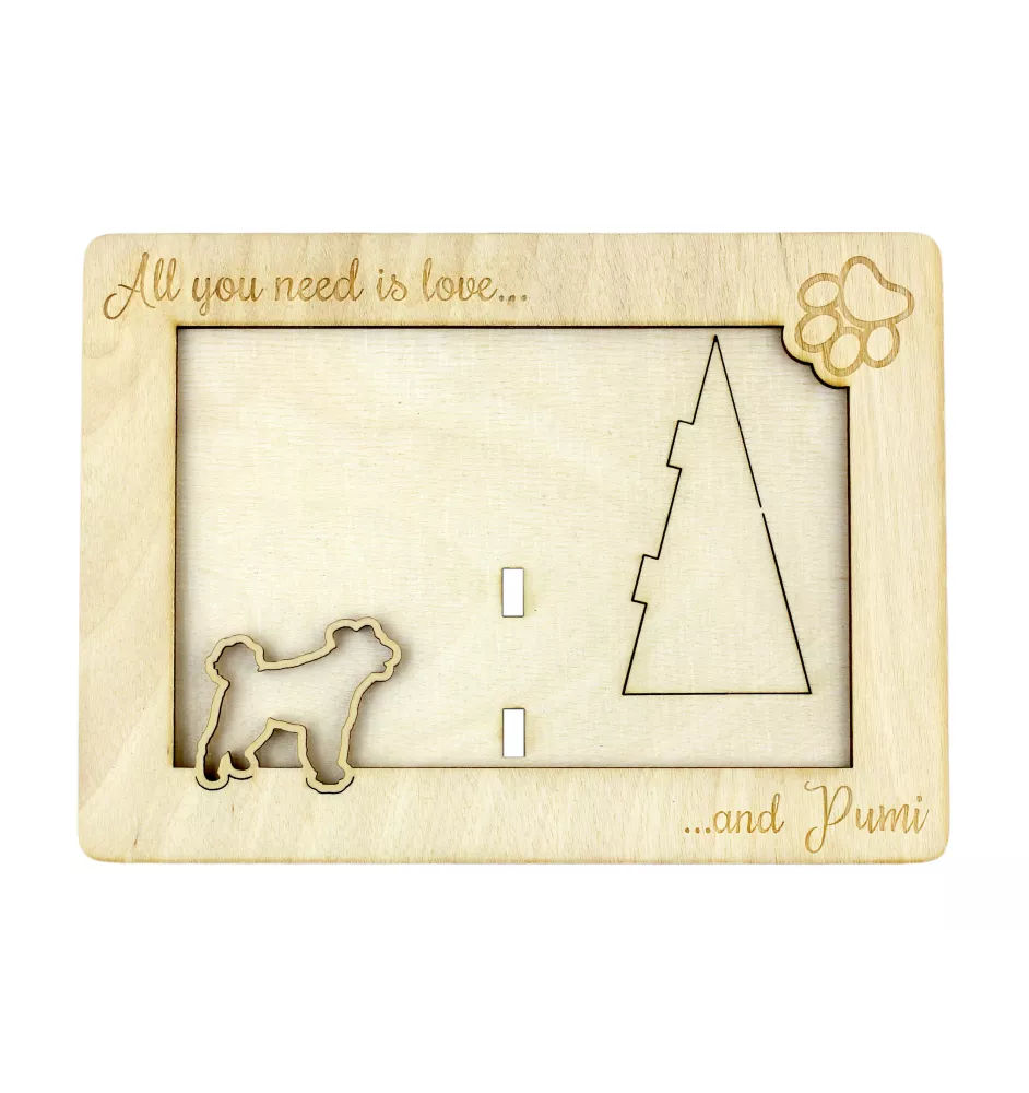 Pumi, Hungarian Pumi, Hungarian herding terrier - Photo frame, engraved wooden frame, a lovely gadget for the dog lover by Art-Dog